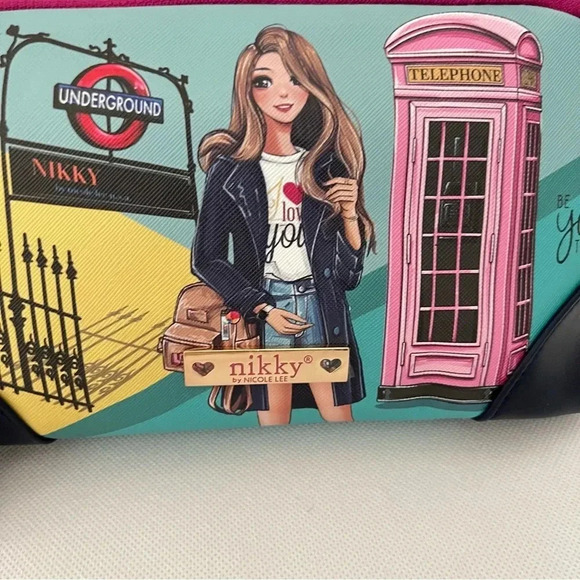 Nikky By Nicole Lee Large Oval Makeup Pouch Cosmetic Bag Miss Your Call - Picture 3 of 6